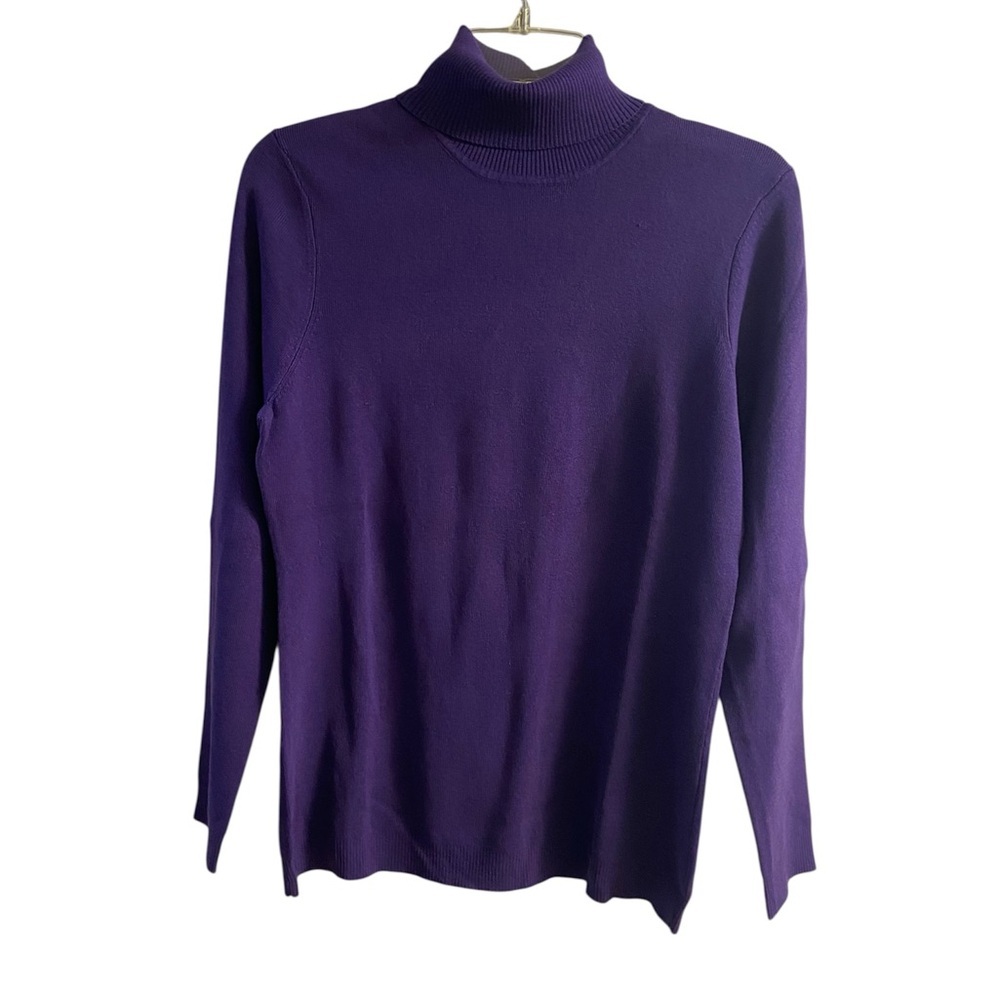 Chico's Deep Purple Turtleneck Sweater silk blend Medium NWT